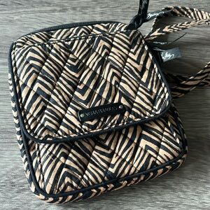 NWOT Vera Bradley petite Quilted Zebra Print Crossbody Bag brown and tan purse